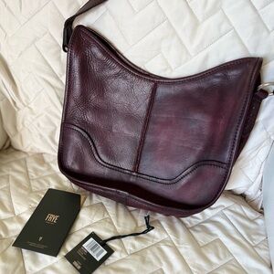 Frye Deep Red Leather Shoulder Bag
